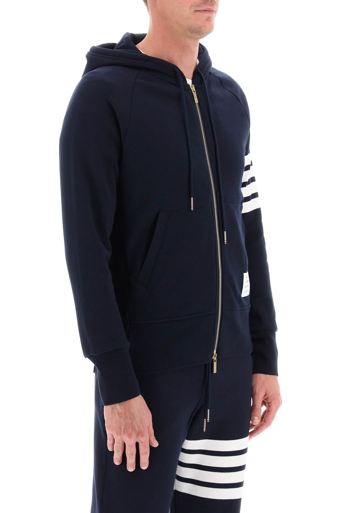 Thom Browne 4 Bar Zip Up Hoodie   Blue