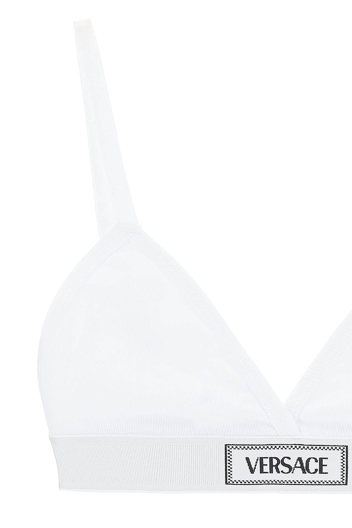 Versace '90s Logo Ribbed Bralette   White