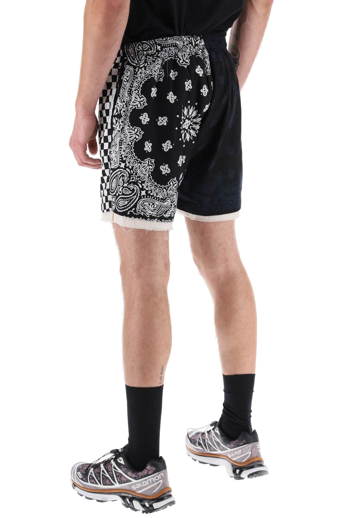 Children Of The Discordance Bandana Patchwork Shorts   Black