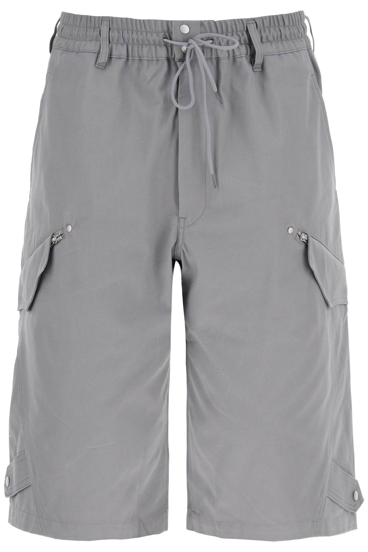 Y 3 Canvas Multi Pocket Bermuda Shorts.   Grey