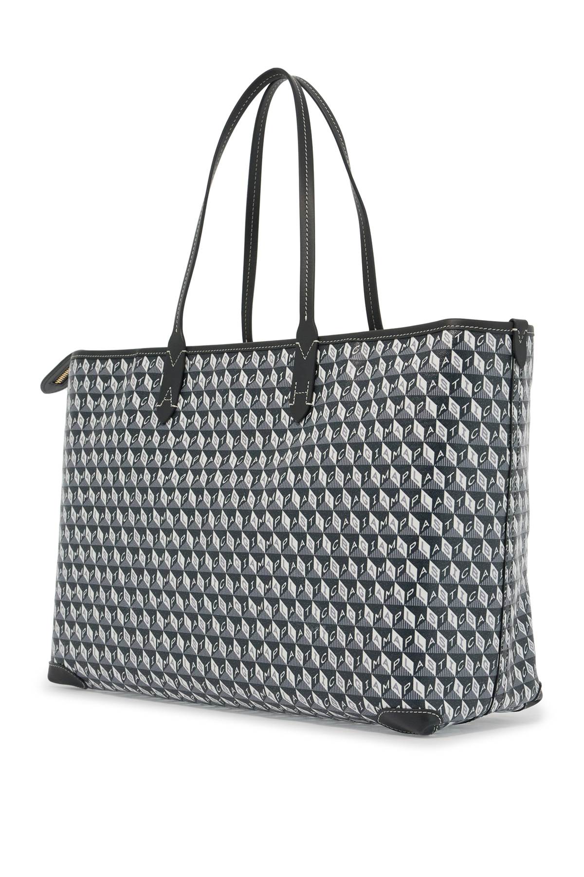 Anya Hindmarch I Am A Plastic Bag Zipped Motif Tote Bag   Grey