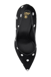 Balmain Polka Dot Velvet Pumps   Black