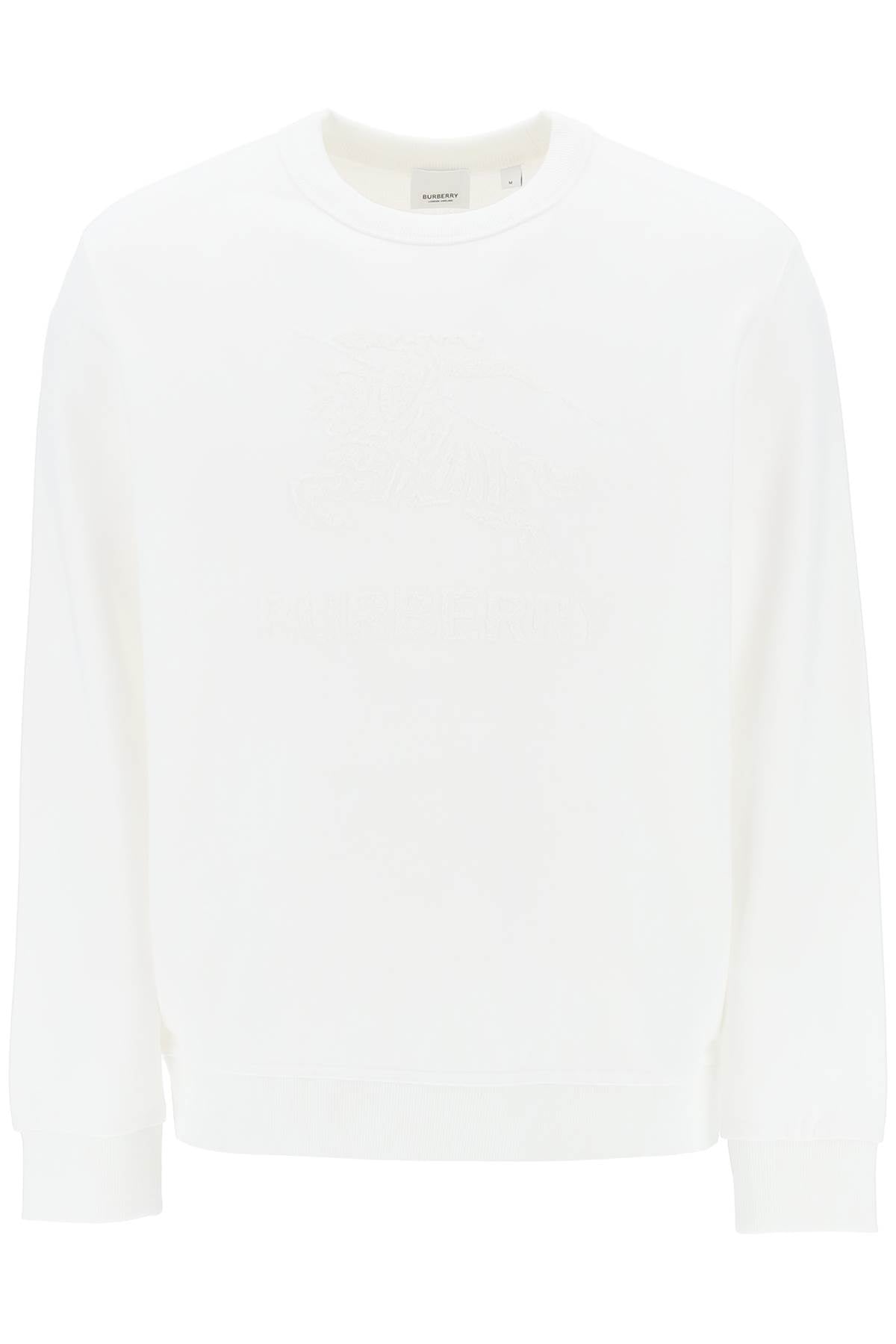 Burberry 'Rayner' Crew Neck Sweatshirt With Equestrian Knight   White