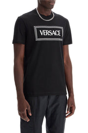 Versace Embroidered Logo T Shirt   Black