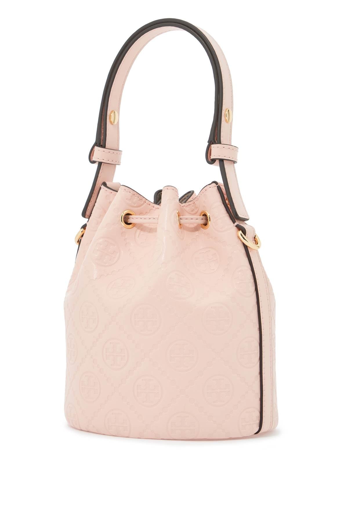 Tory Burch Mini T Monogram Leather Bucket Bag   Pink