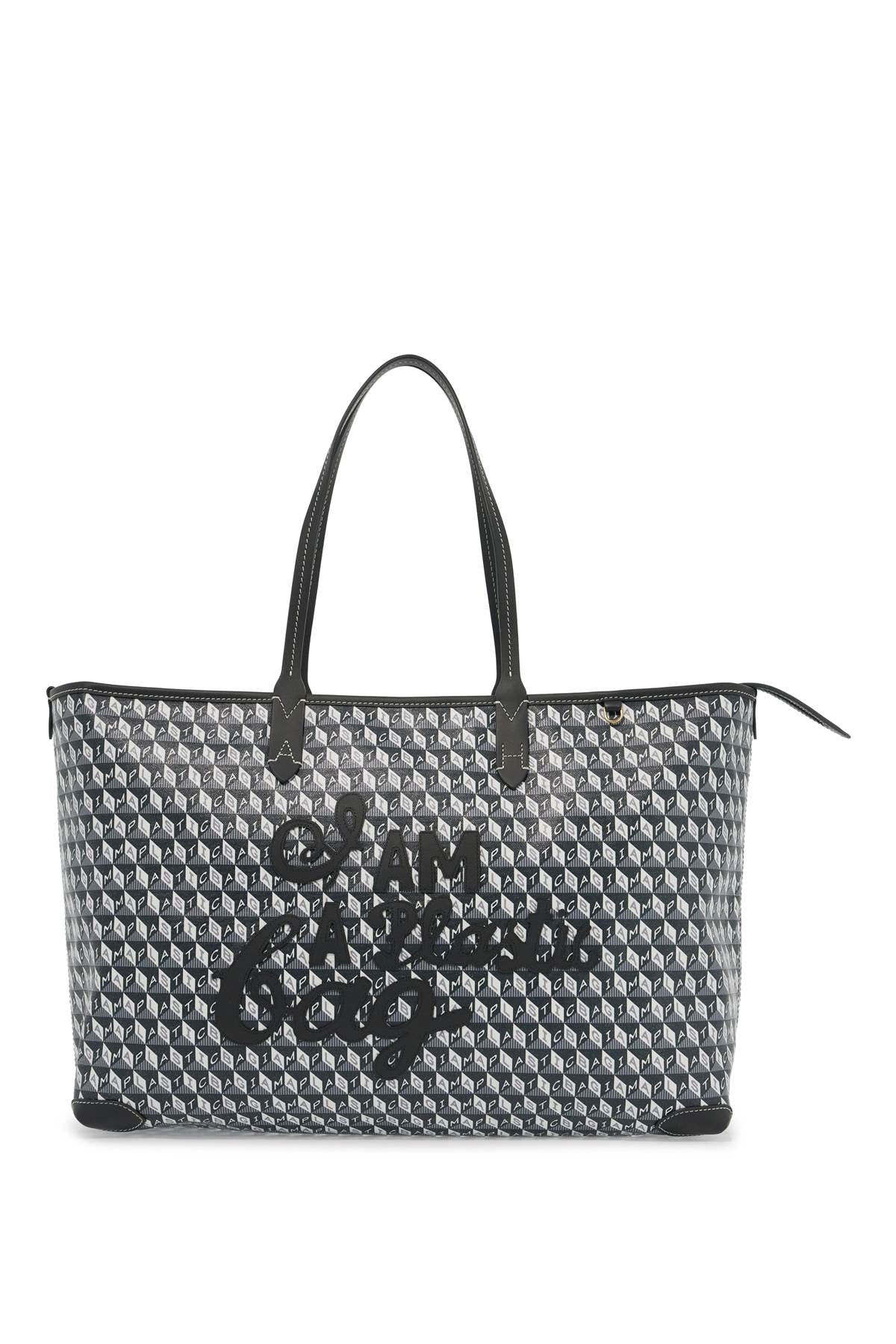 Anya Hindmarch I Am A Plastic Bag Zipped Motif Tote Bag   Grey