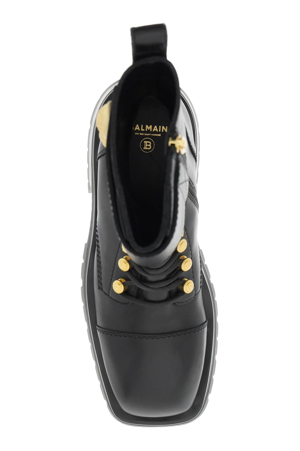 Balmain Leather Ranger Boots With Maxi Buttons   Black