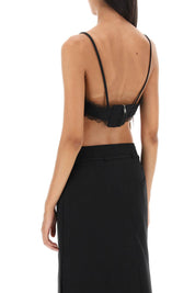 Ganni Fishnet Knit Edged Bra   Black