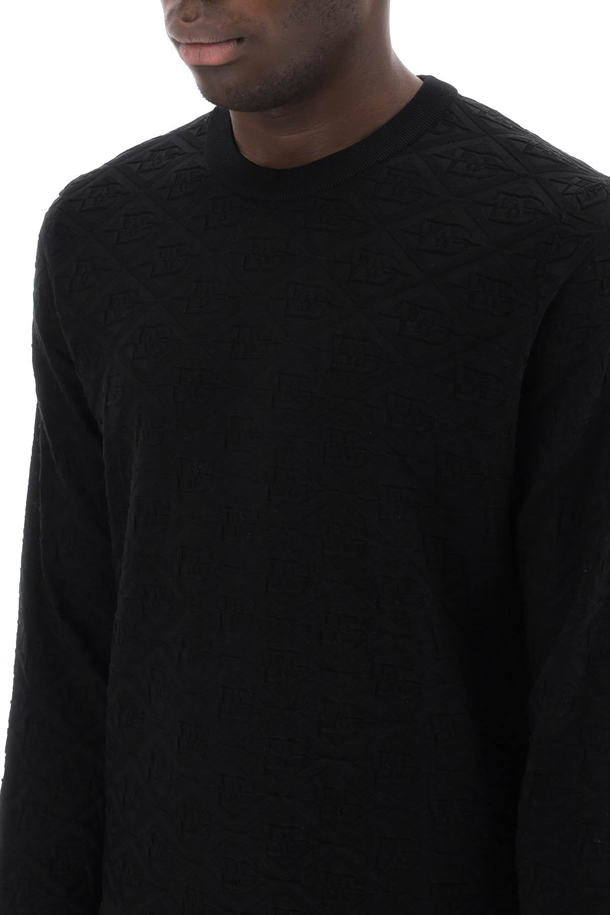 Dolce & Gabbana Dg Jacquard Silk Sweater   Black