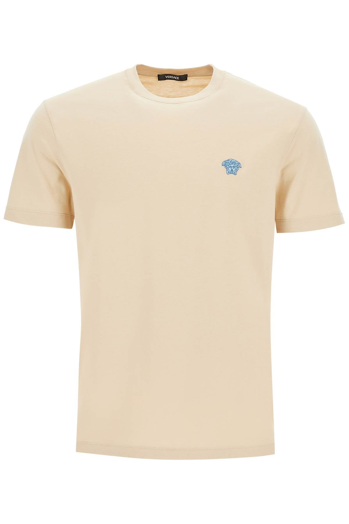 Versace Medusa Embroidered T Shirt   Beige