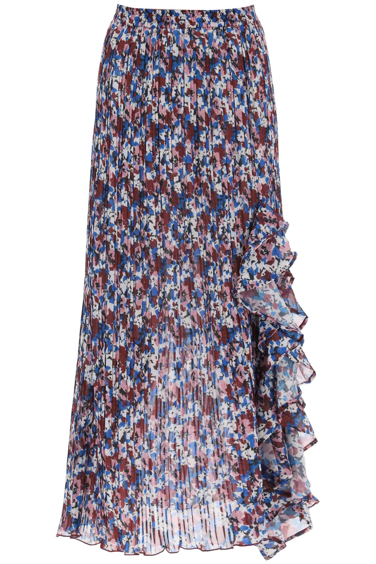 Ganni Pleated Midi Skirt With Leopard Motif   Multicolor