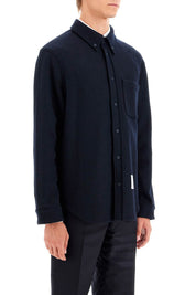 Thom Browne Herringbone Wool Blend Overshirt   Blue