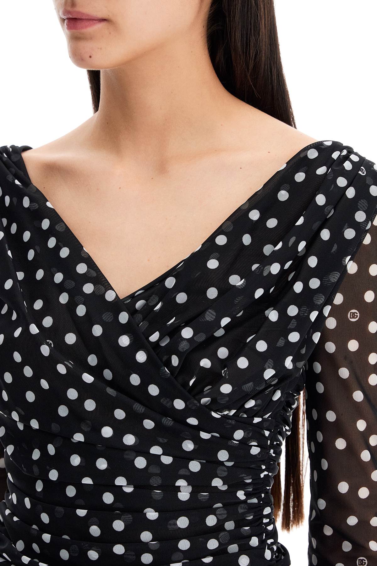 Dolce & Gabbana Polka Dot Draped Top With   Black