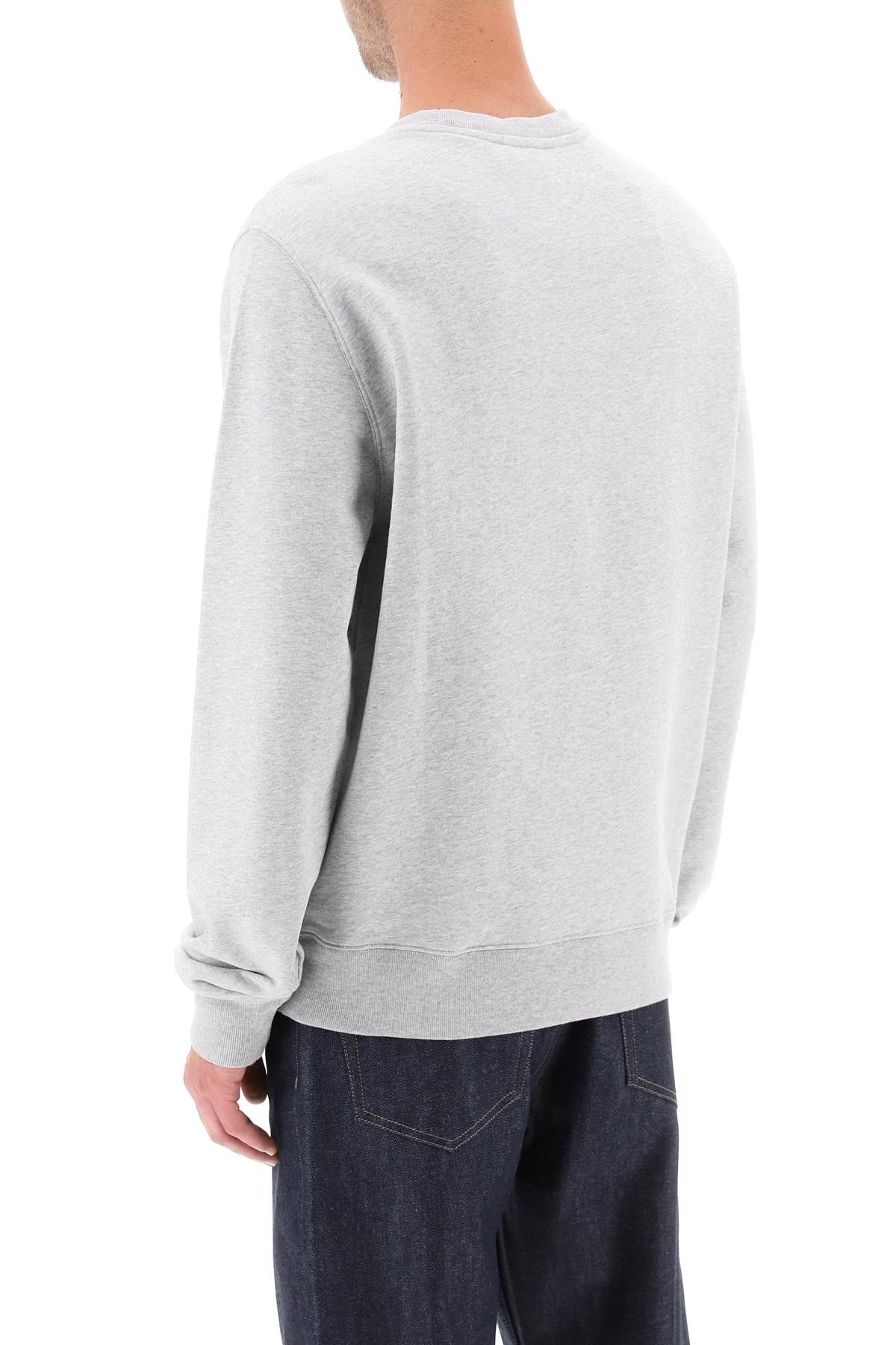 Maison Kitsune Crew Neck Sweatshirt With Campus Fox Print   Grey