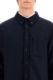 Thom Browne Herringbone Wool Blend Overshirt   Blue