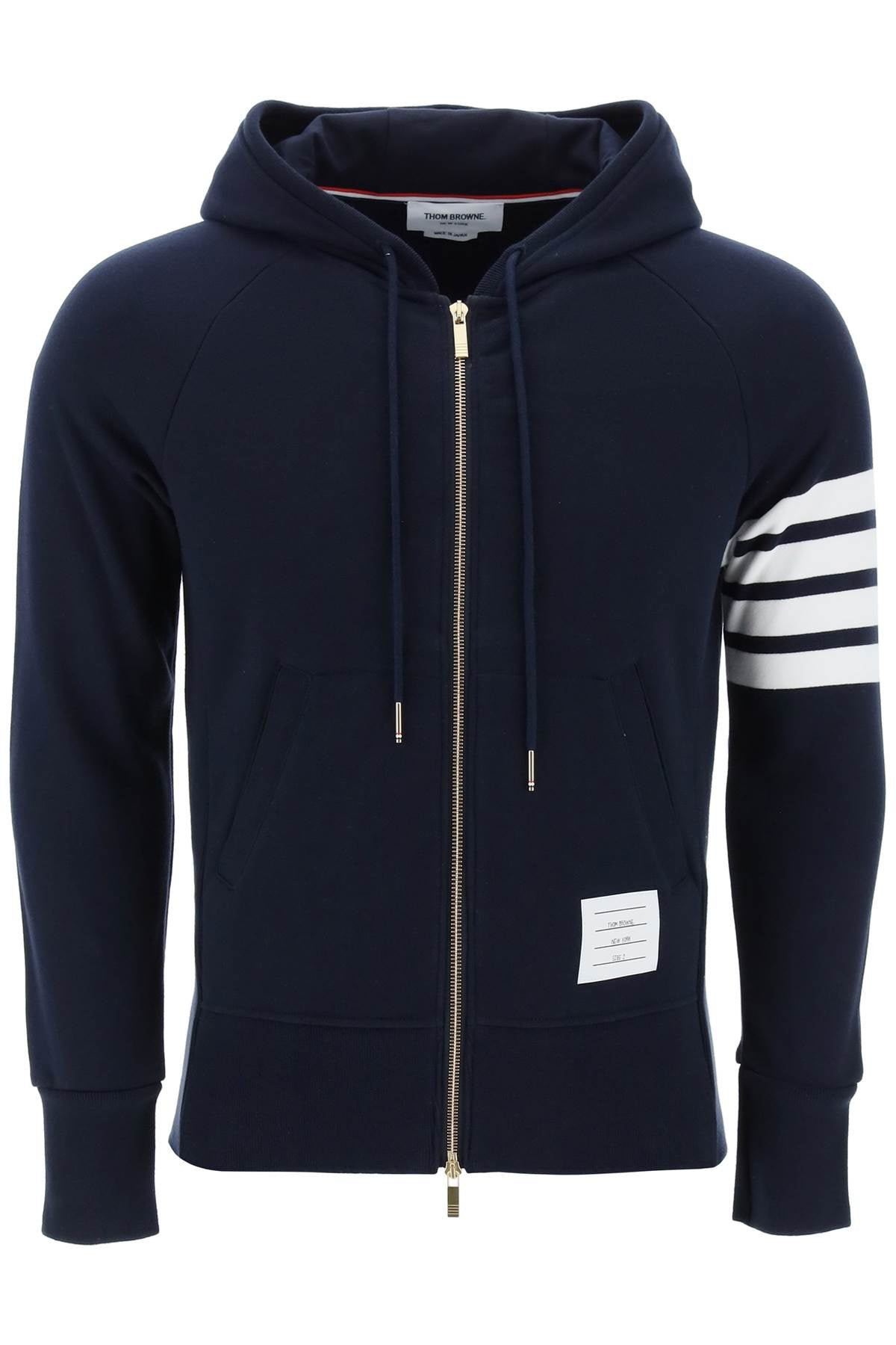 Thom Browne 4 Bar Zip Up Hoodie   Blue