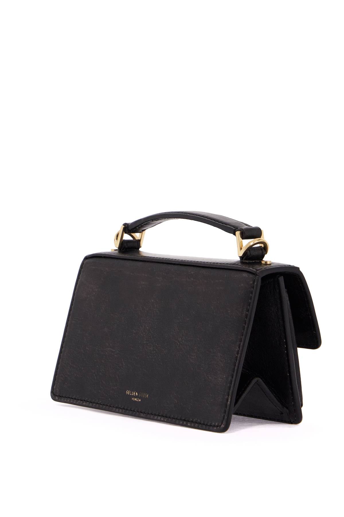 Golden Goose Mini Distressed Leather Venice Bag   Black