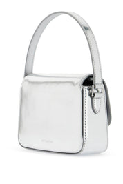 Self Portrait Micro Laminated Leather Handbag   Silver