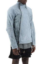 Boris Bidjan Saberi Leather Jacket With Two Zippers   Light Blue