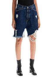 Acne Studios Denim Destroyed Bermuda Shorts For   Blue