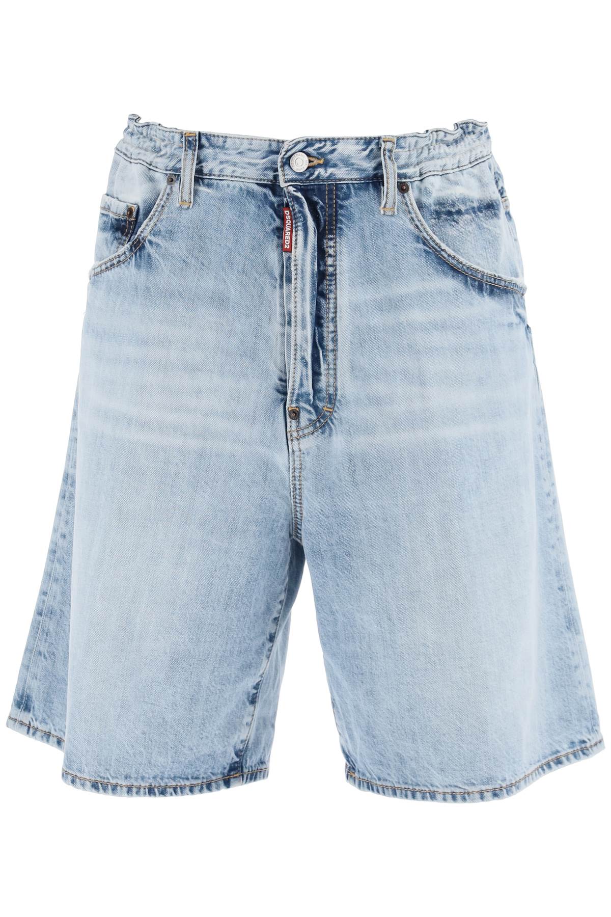 Dsquared2 Denim Palm Beach Wash Surfer Bermuda Shorts   Light Blue