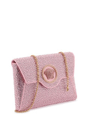 Versace La Medusa Envelope Clutch With Crystals   Pink