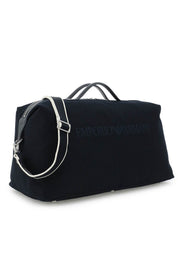 Emporio Armani Cotton Canvas Duffle Bag   Blue