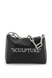 Off White Shoulder Bag With Lettering   Black