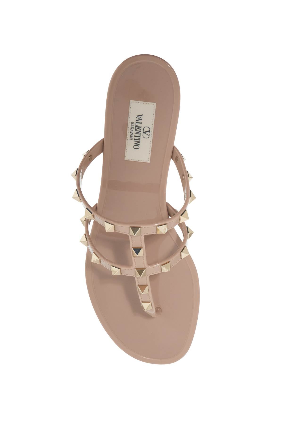 Valentino Garavani Rockstud Pvc Thong Sandals   Neutral