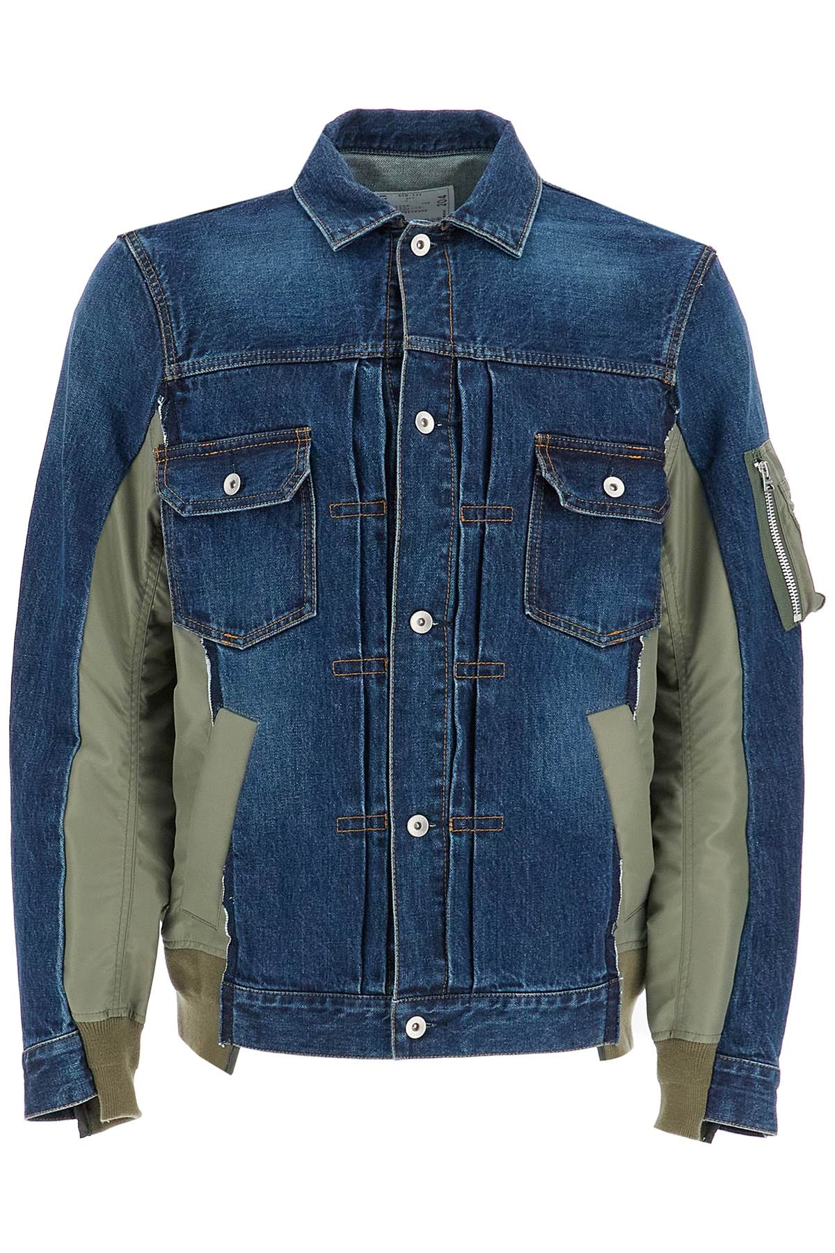 Sacai Denim And Nylon Jacket For Men   Blue