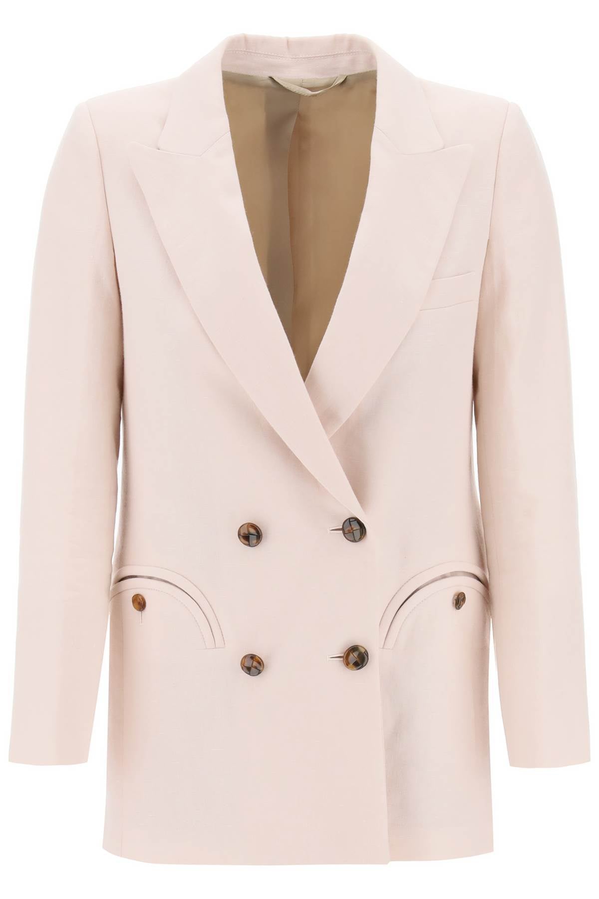 Blaze Milano Everyday Mid Day Sun Double Breasted Blazer   Neutral