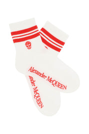 Alexander Mcqueen Stripe Skull Sports Socks   White