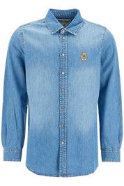 Moschino Denim Shirt With Patch Details   Blue