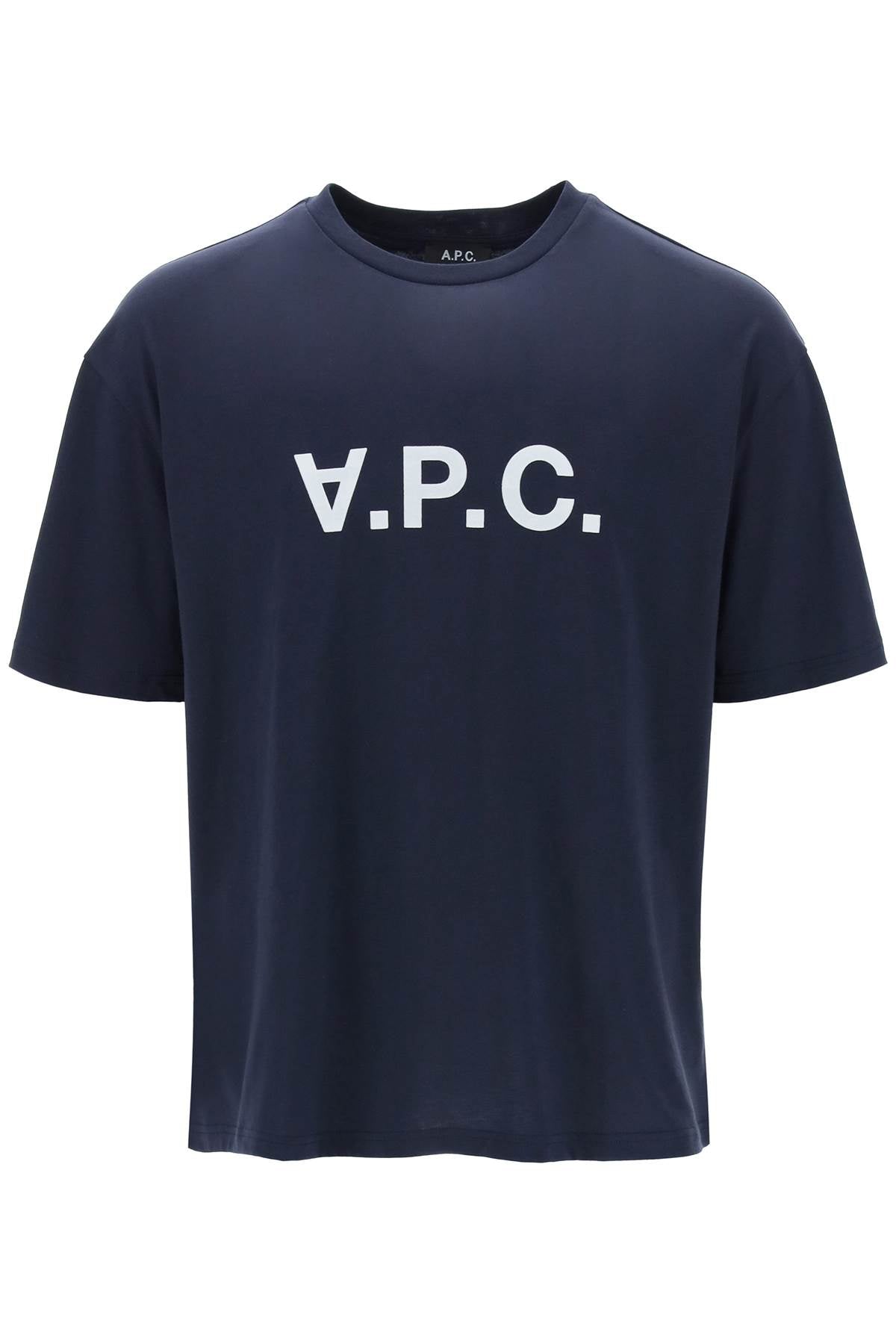 A.P.C. River T Shirt With Flocked Logo   Blue