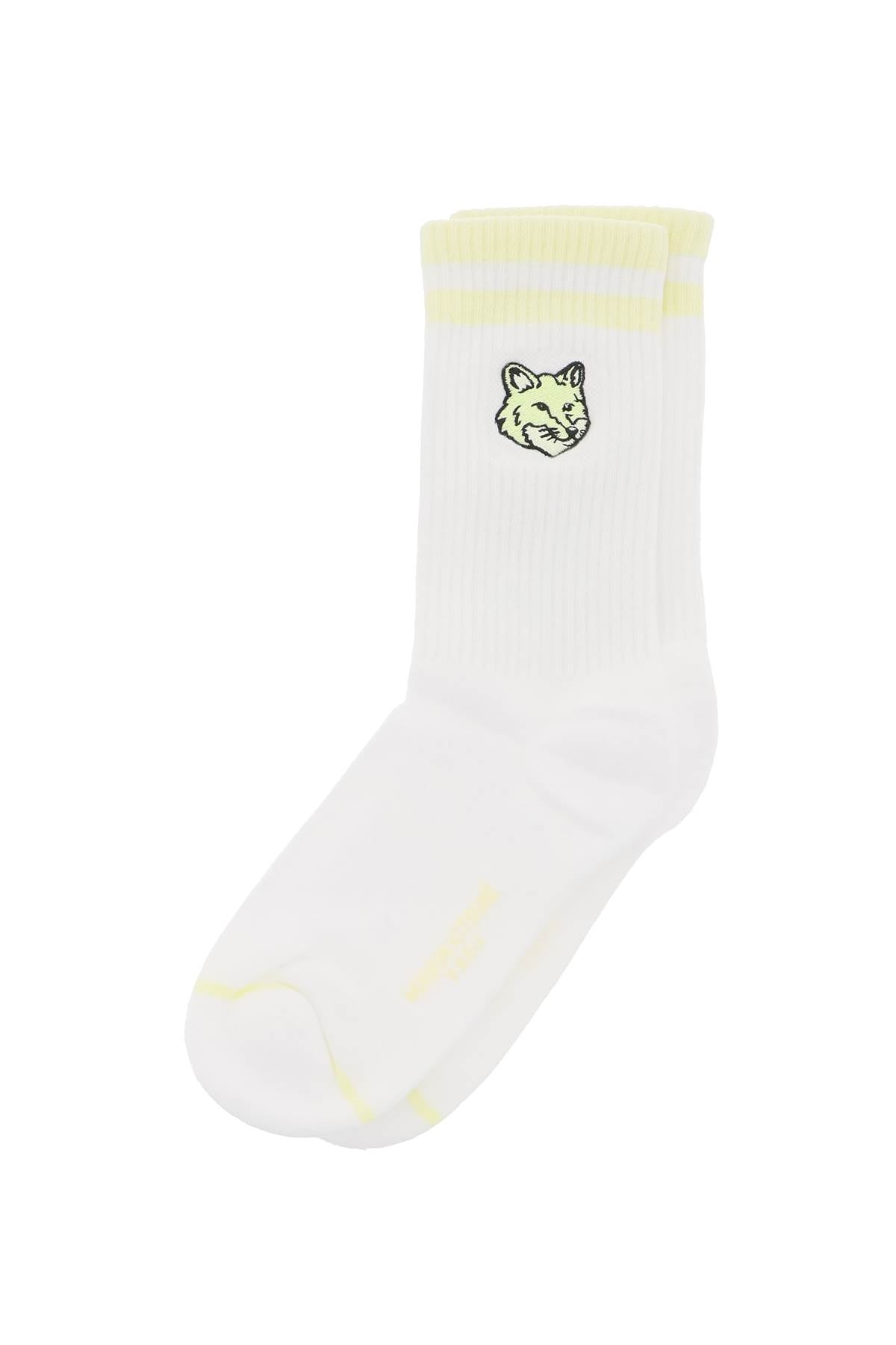 Maison Kitsune Bold Fox Head Socks   Yellow