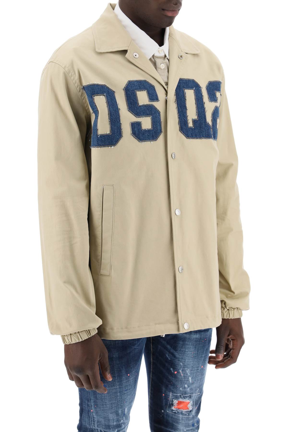 Dsquared2 Cotton Coach Overshirt   Beige