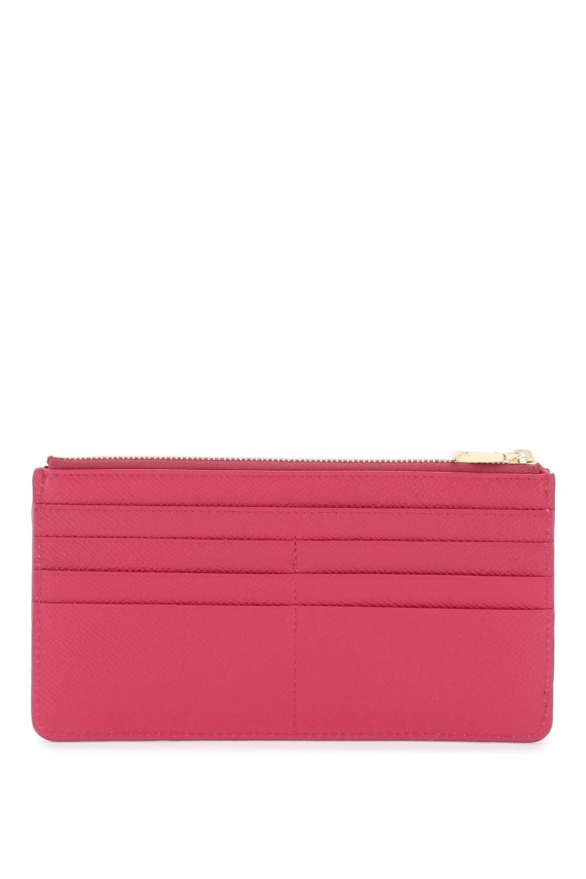 Dolce & Gabbana Cardholder Pouch In Dauphine Calfskin   Pink