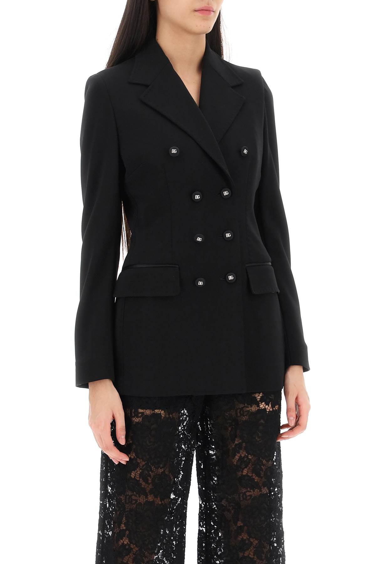 Dolce & Gabbana Turlington Jacket In Milano Stitch   Black