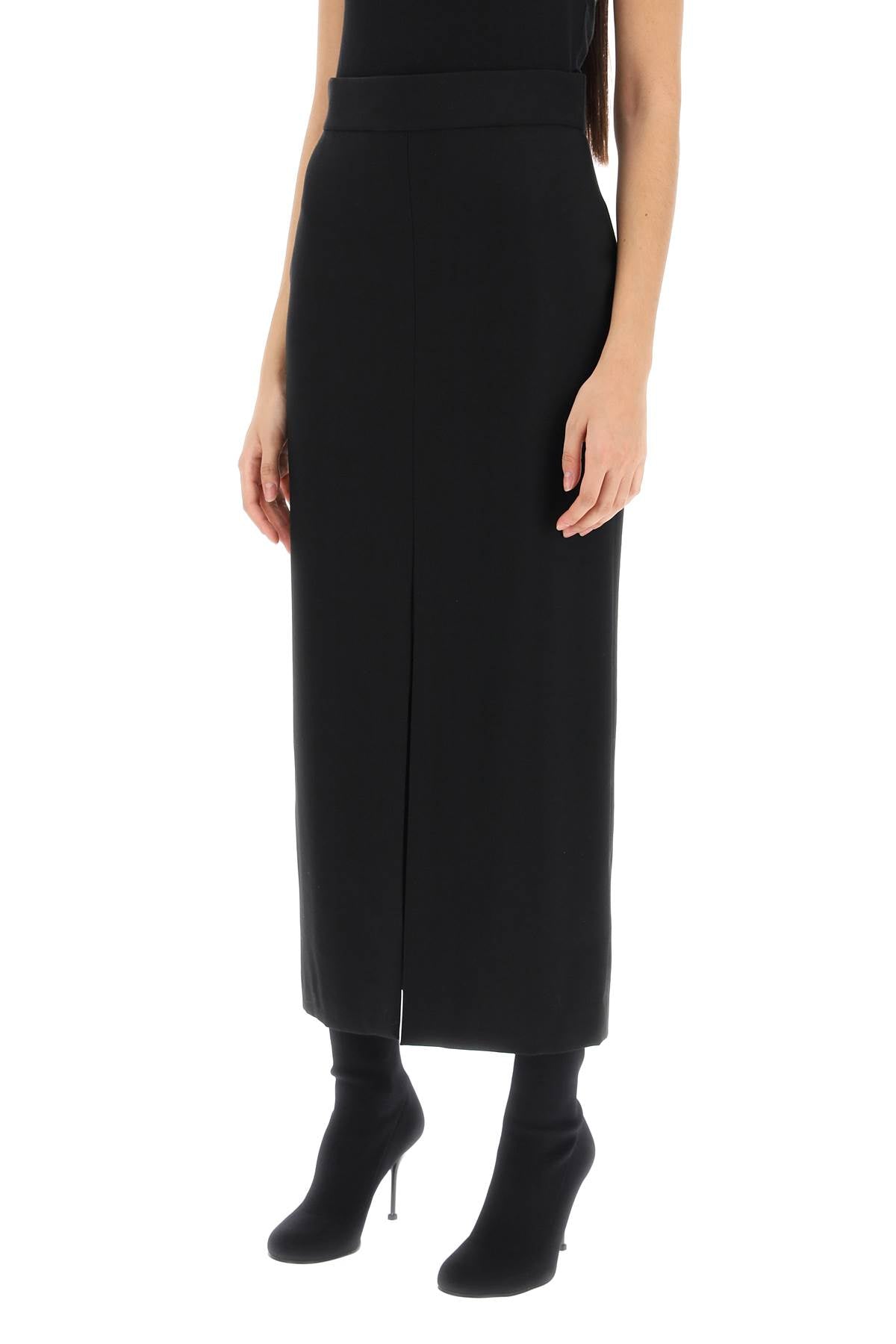 Alexander Mcqueen Light Wool Pencil Skirt   Black