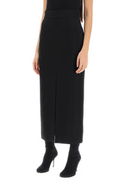 Alexander Mcqueen Light Wool Pencil Skirt   Black