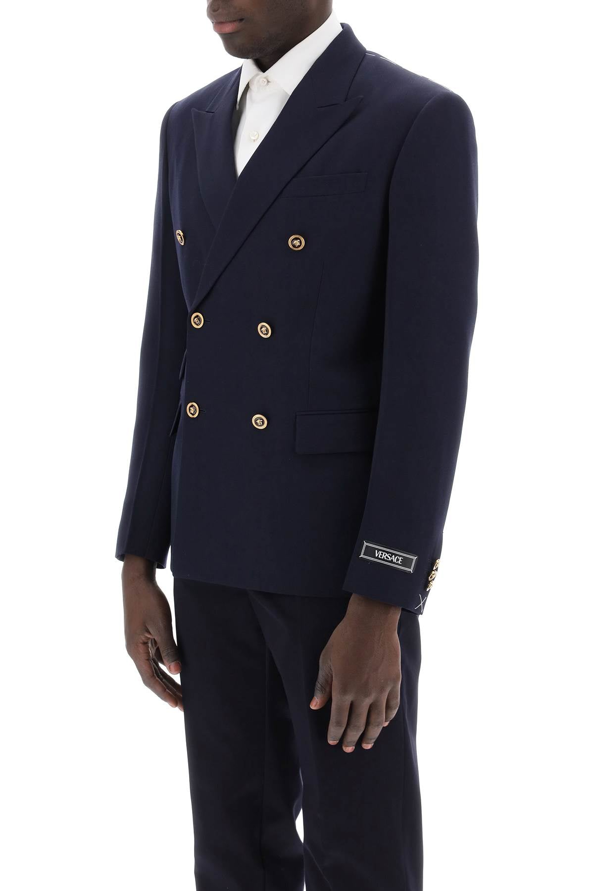 Versace Tailored Jacket With Medusa Buttons   Blue