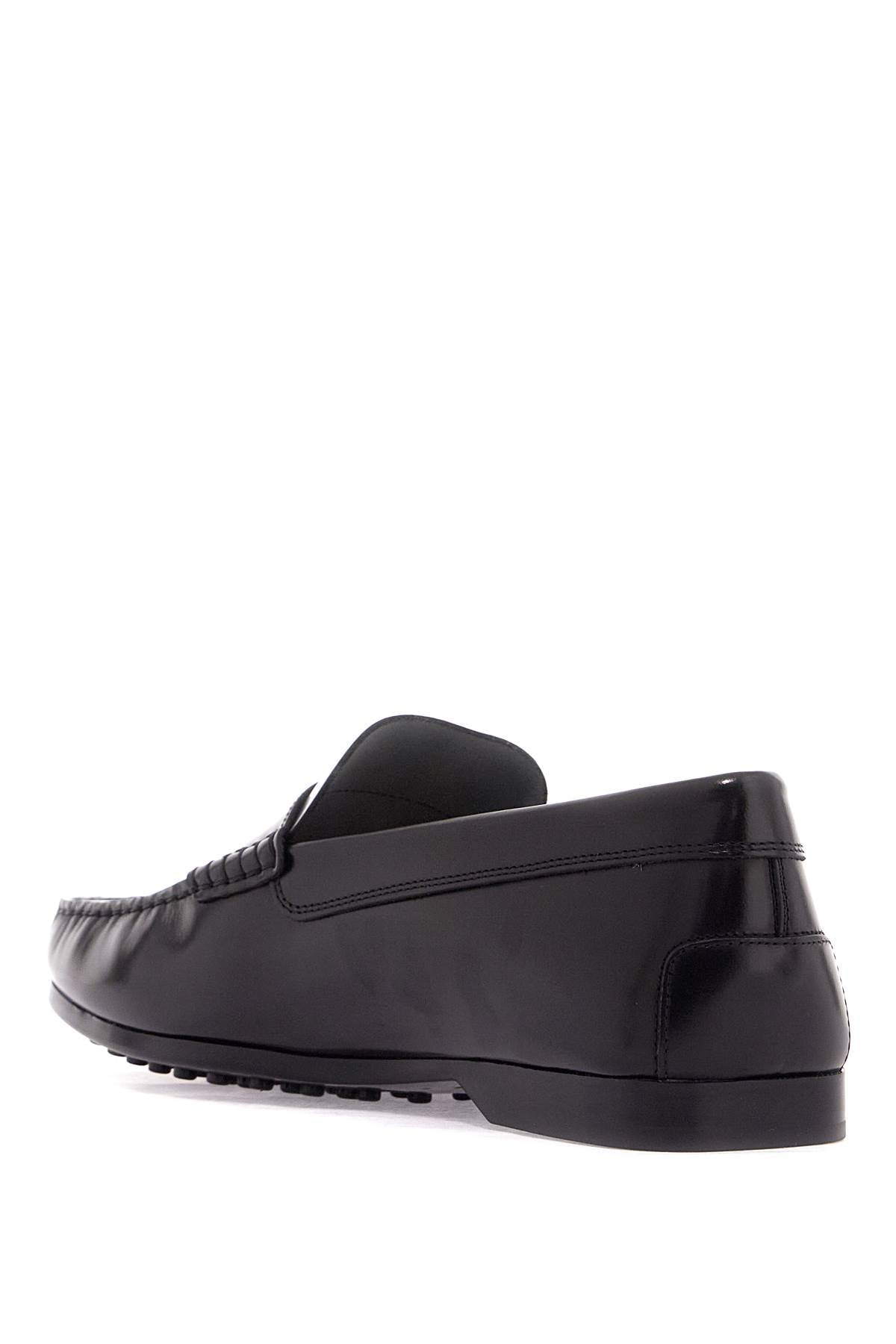 Tod's Brushed Leather Loafers With Penny Detail   Black