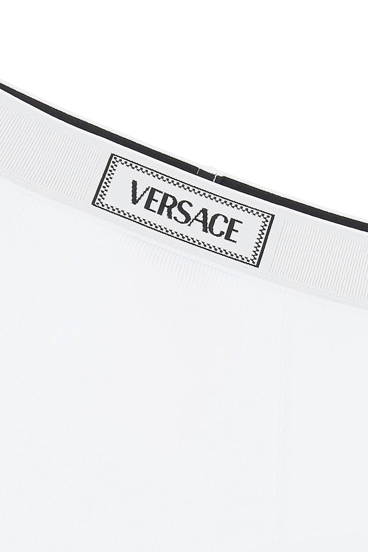 Versace Ribbed Briefs With '90s Logo   White