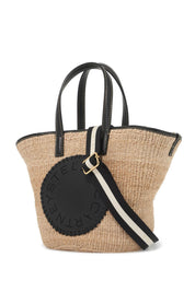 Stella Mc Cartney Raffia Shoulder Bag With Logo.   Beige