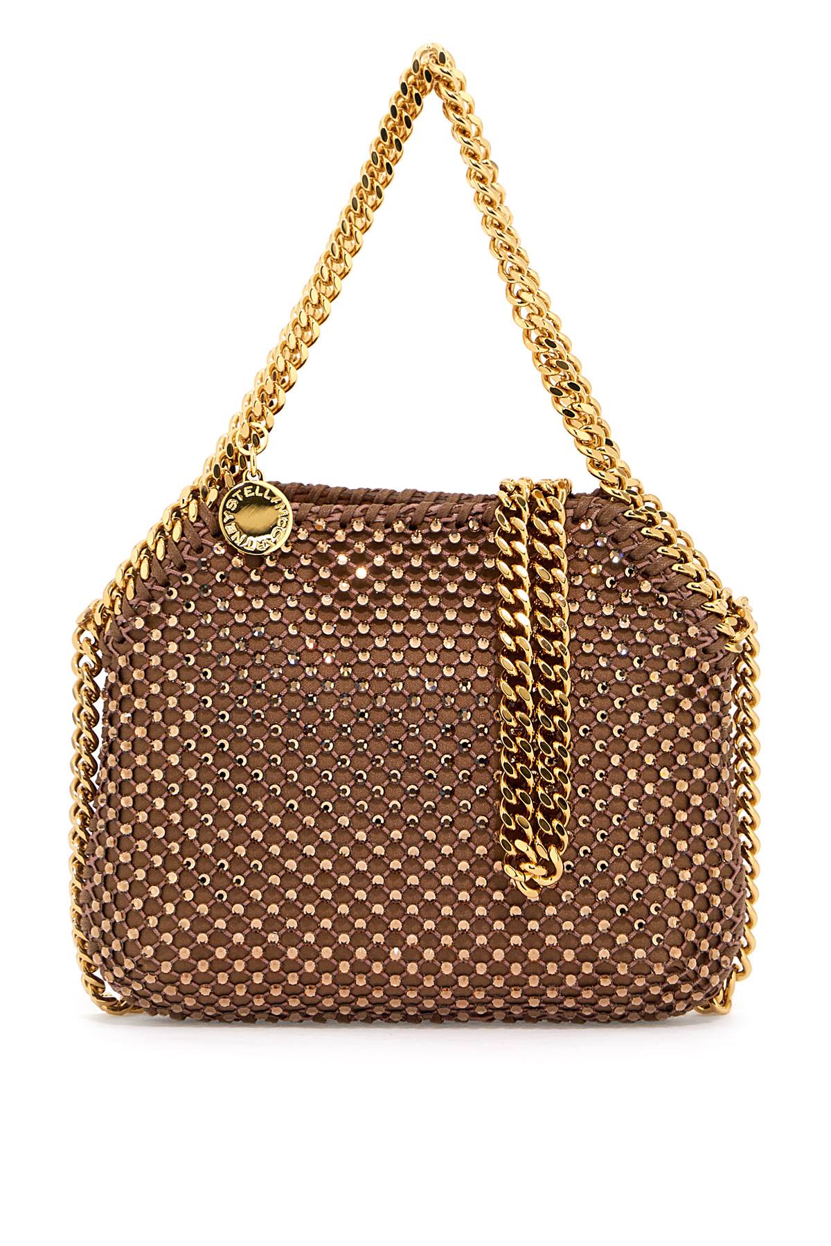 Stella Mc Cartney Falabella Mini Bag With Mesh And Crystals   Brown