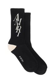 Amiri Stack Logo Socks   Black