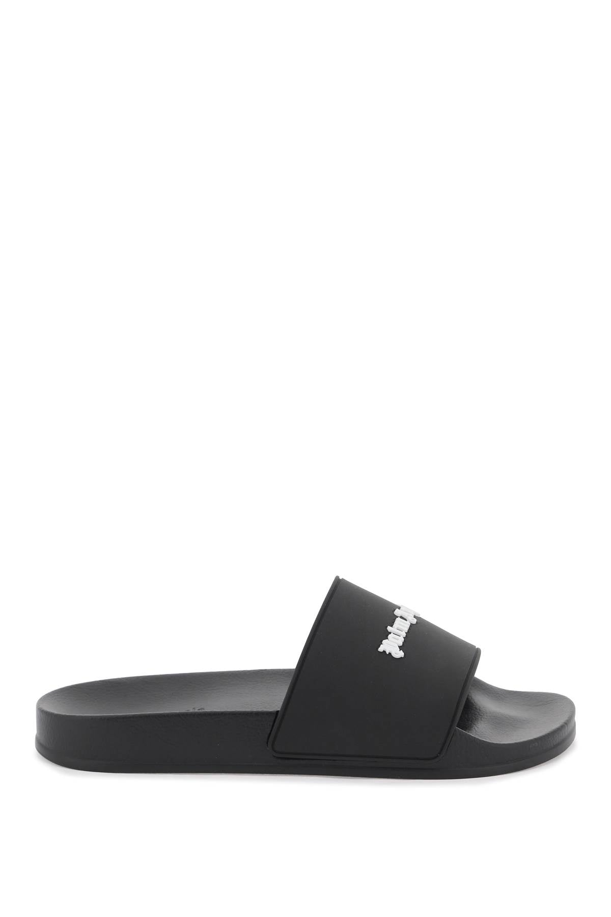 Palm Angels Rubber Monogram Slides   Black