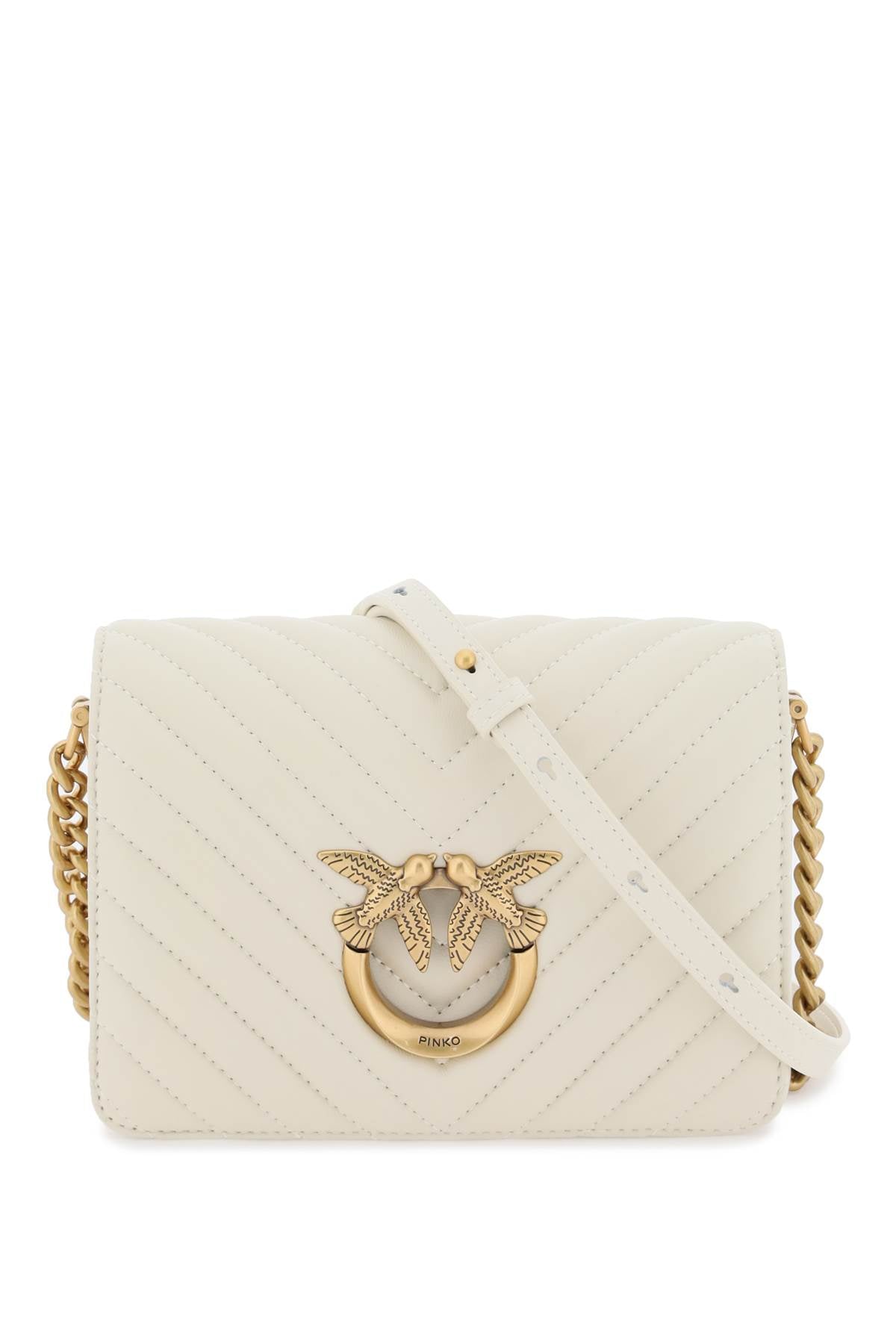 Pinko Love Click Mini Chevron Bag   White