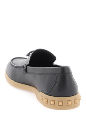 Valentino Garavani Leisure Flows Leather Loafers   Black