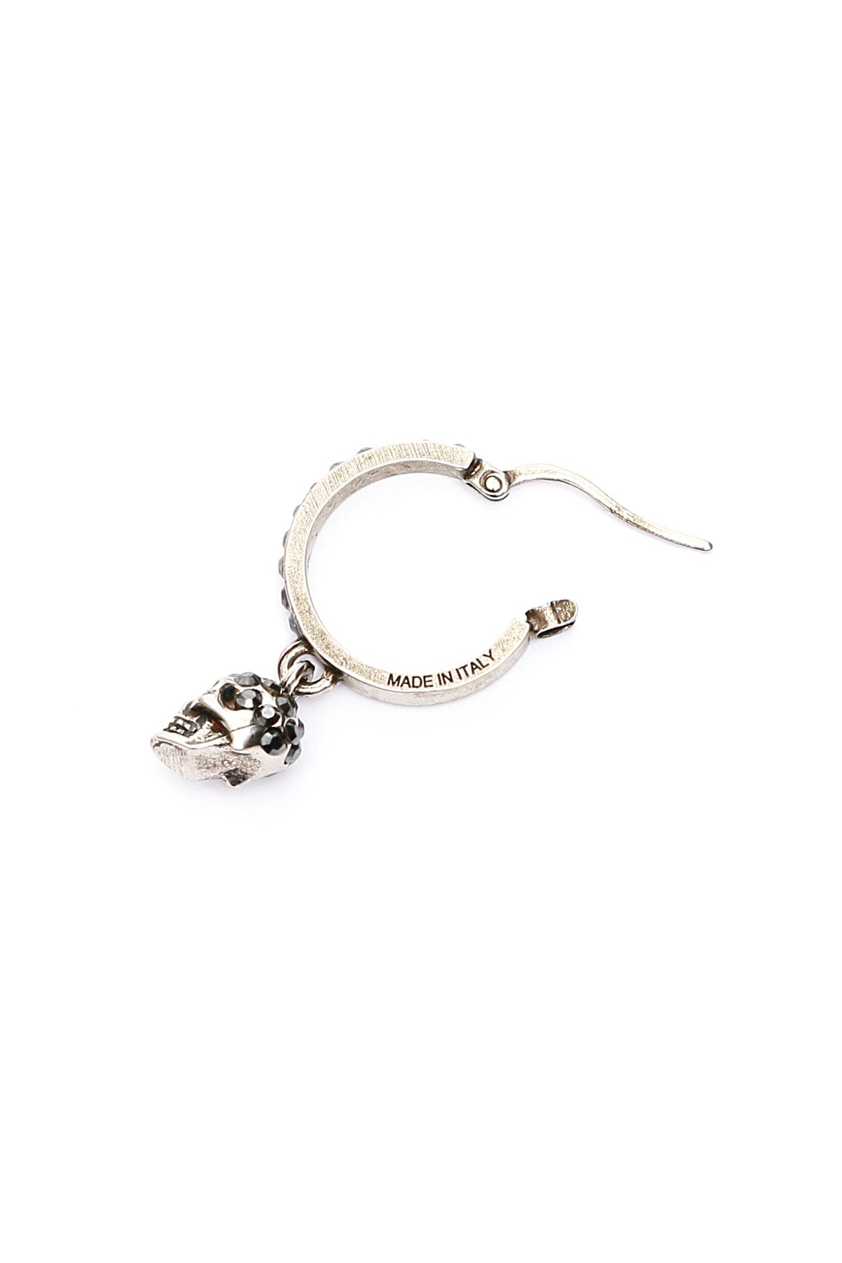 Alexander Mcqueen Hoop Earrings With Skull Pendant   Silver